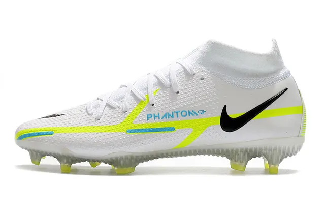 Nike Phantom GT White Green منخفض القطع كولار جوارب أرض صلبة أحذية كرة القدم 12