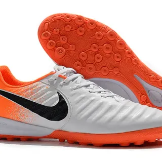 Nike Phantom GT Branco e Laranja Superior Texturizada Sintética Antepé Acolchoado Sapatos de Futebol para Grama Artificial