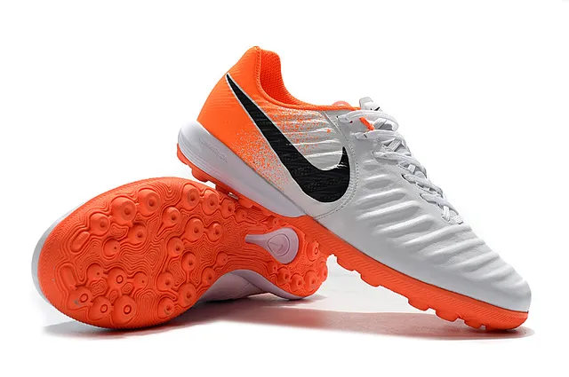 Nike Phantom GT Branco e Laranja Superior Texturizada Sintética Antepé Acolchoado Sapatos de Futebol para Grama Artificial 15