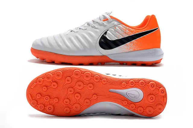 Nike Phantom GT Branco e Laranja Superior Texturizada Sintética Antepé Acolchoado Sapatos de Futebol para Grama Artificial 19