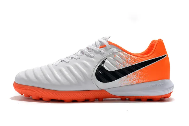 Nike Phantom GT Branco e Laranja Superior Texturizada Sintética Antepé Acolchoado Sapatos de Futebol para Grama Artificial 20