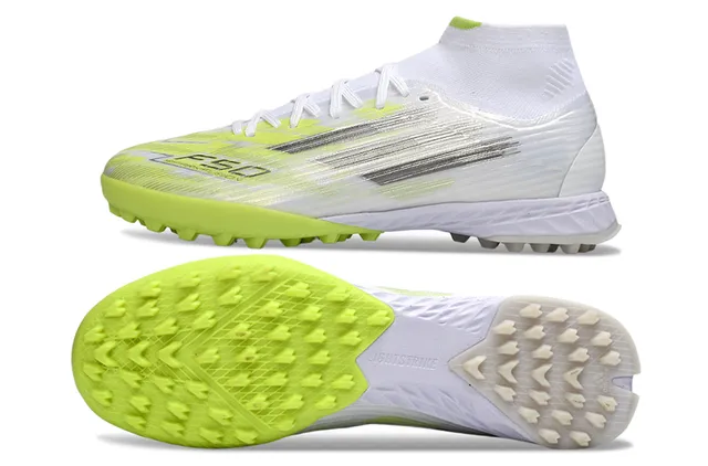 Nike Phantom GT Blanco y Amarillo Alta Corte Ajuste de Calcetín Superior Césped Artificial Zapatos de Fútbol 5