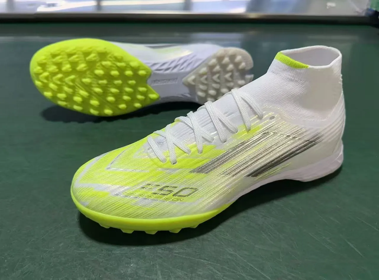Nike Phantom GT Blanco y Amarillo Alta Corte Ajuste de Calcetín Superior Césped Artificial Zapatos de Fútbol 8