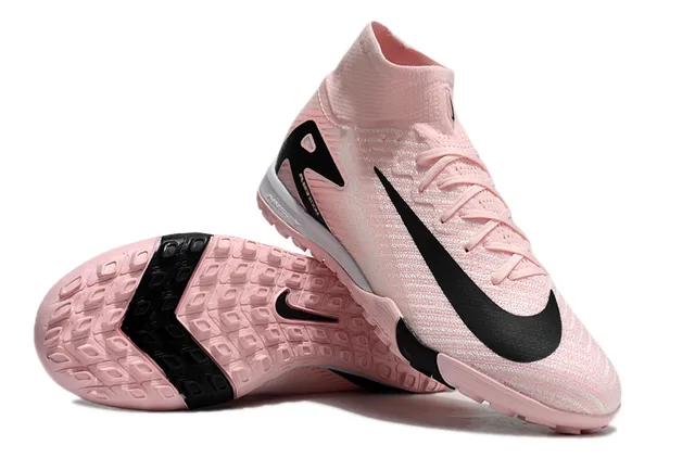 Nike أحذية كرة القدم تورف عالية الارتفاع كولار سوك فيت نسيج ناعم أعلى وردي أسود 3