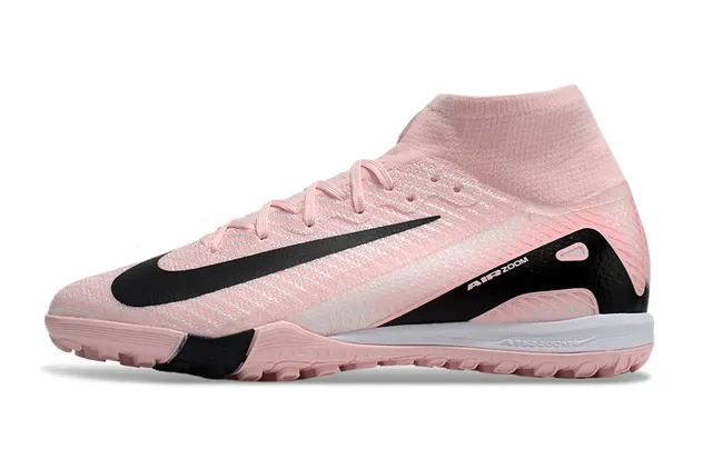 Nike أحذية كرة القدم تورف عالية الارتفاع كولار سوك فيت نسيج ناعم أعلى وردي أسود 8