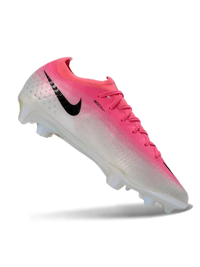 Nike Chuteiras de Futebol Rosa e Preto Low-Cut Sock-Fit Upper Sola Placa Soleplate Iridiscente Holográfica para Gramado Firme 2