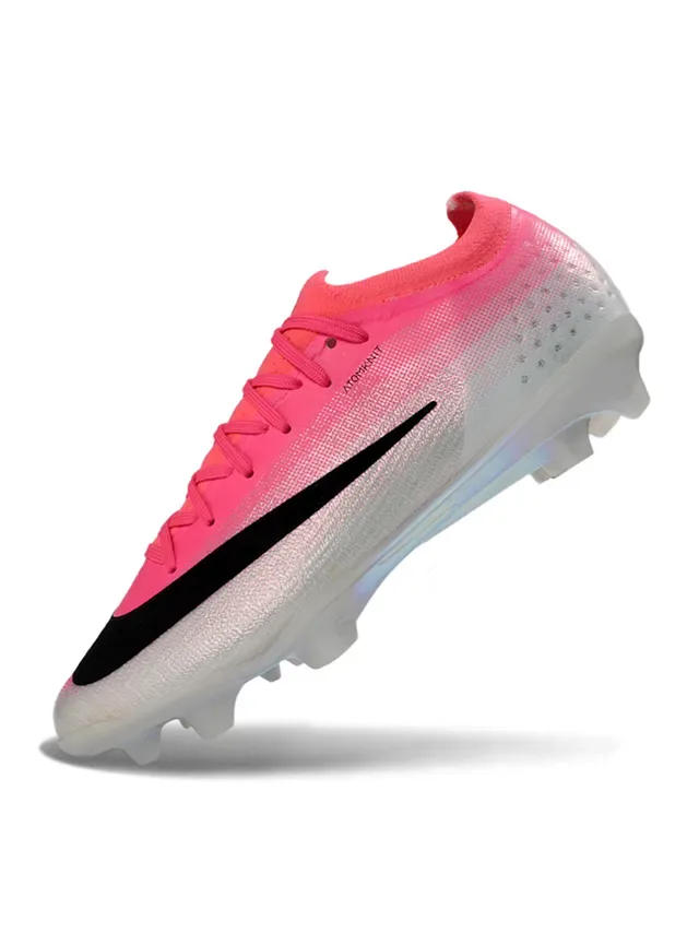 Nike Chuteiras de Futebol Rosa e Preto Low-Cut Sock-Fit Upper Sola Placa Soleplate Iridiscente Holográfica para Gramado Firme 3