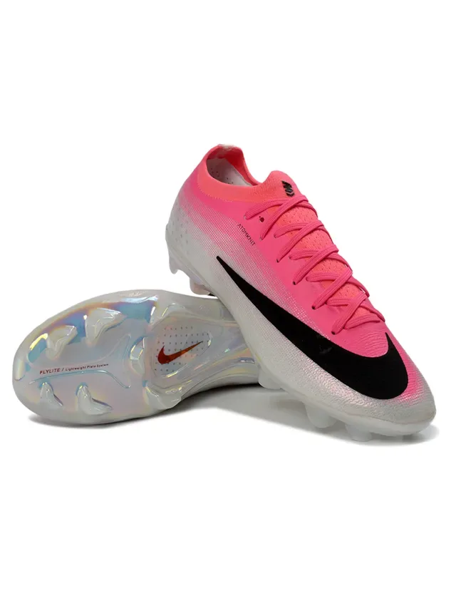 Nike Chuteiras de Futebol Rosa e Preto Low-Cut Sock-Fit Upper Sola Placa Soleplate Iridiscente Holográfica para Gramado Firme 4