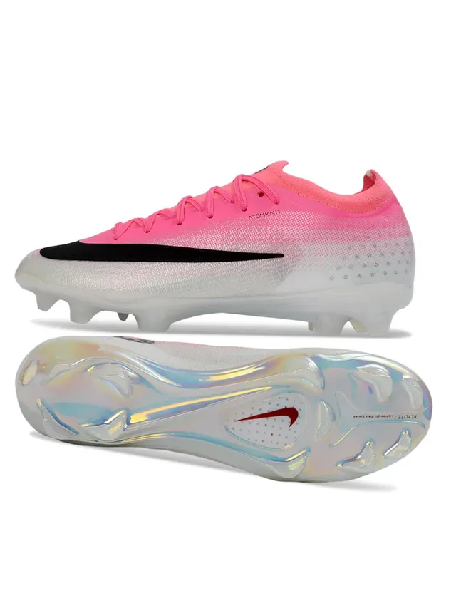 Nike Chuteiras de Futebol Rosa e Preto Low-Cut Sock-Fit Upper Sola Placa Soleplate Iridiscente Holográfica para Gramado Firme 6