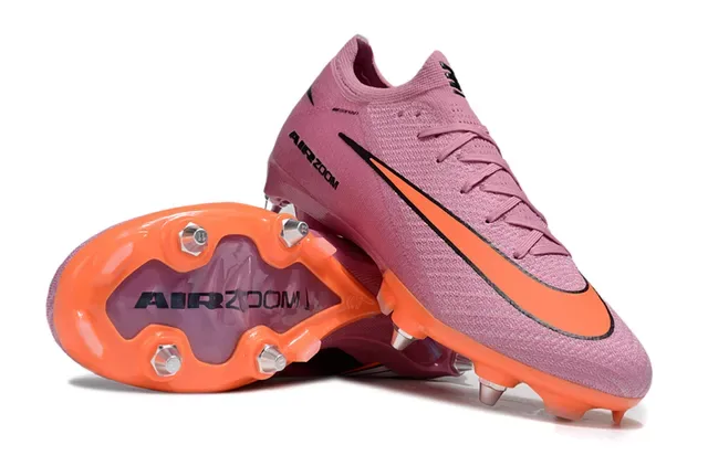 Nike Chaussures de Football Col Dynamic Fit Partie Supérieure en Tricot Rose Orange pour Terrain Ferme 3