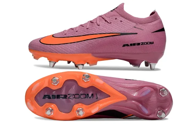 Nike Chaussures de Football Col Dynamic Fit Partie Supérieure en Tricot Rose Orange pour Terrain Ferme 5