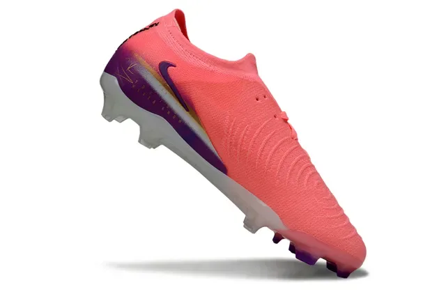 Nike Pink Purple Low-Cut Knit Upper Geometric Faceted Swoosh Firm-Ground Soccer Shoes 2