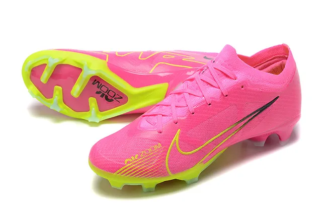 Nike rosa amarelo baixo corte malha superior cadarço assimétrico solo firme sapatos de futebol 7