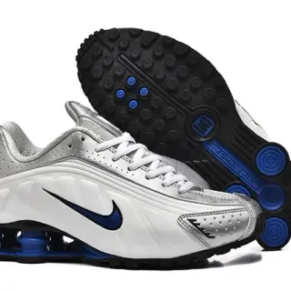 Nike Shox أبيض فضي أزرق أحذية أسلوب حياة