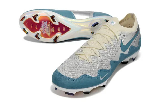 Nike Silver Blue Knit Upper Wavy Synthetic Overlays Firm-Ground Zapatos de Fútbol 3