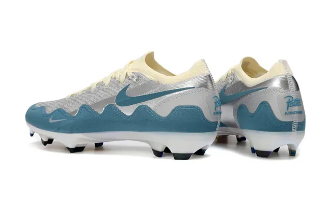 Nike Silver Blue Knit Upper Wavy Synthetic Overlays Firm-Ground Zapatos de Fútbol 4