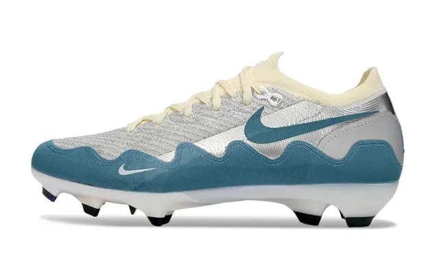 Nike Silver Blue Knit Upper Wavy Synthetic Overlays Firm-Ground Zapatos de Fútbol 6