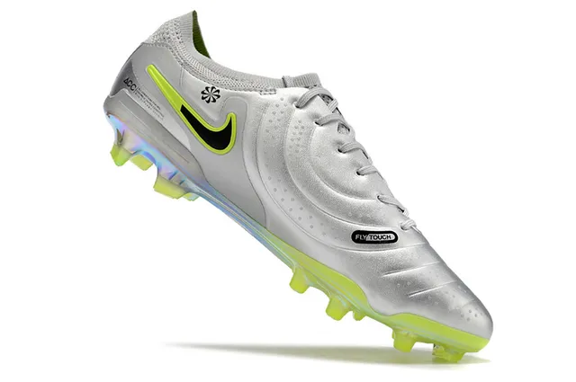 Nike Tiempo चांदी हरा धातु जैसा ऊपरी भाग नियोन लाइम असेन्टिंग फर्म ग्राउंड फुटबॉल जूते 2