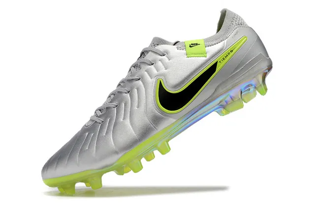 Nike Tiempo चांदी हरा धातु जैसा ऊपरी भाग नियोन लाइम असेन्टिंग फर्म ग्राउंड फुटबॉल जूते 3