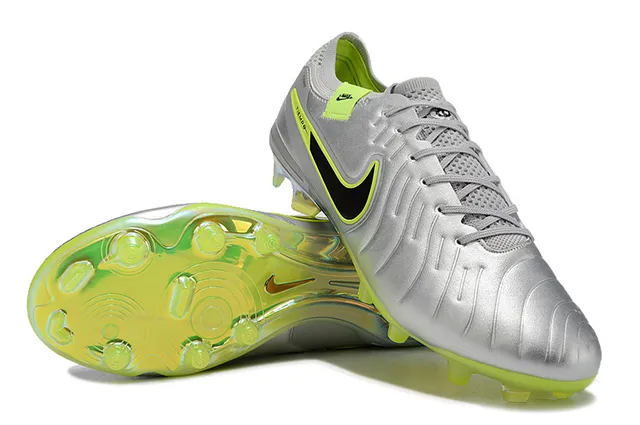 Nike Tiempo चांदी हरा धातु जैसा ऊपरी भाग नियोन लाइम असेन्टिंग फर्म ग्राउंड फुटबॉल जूते 4