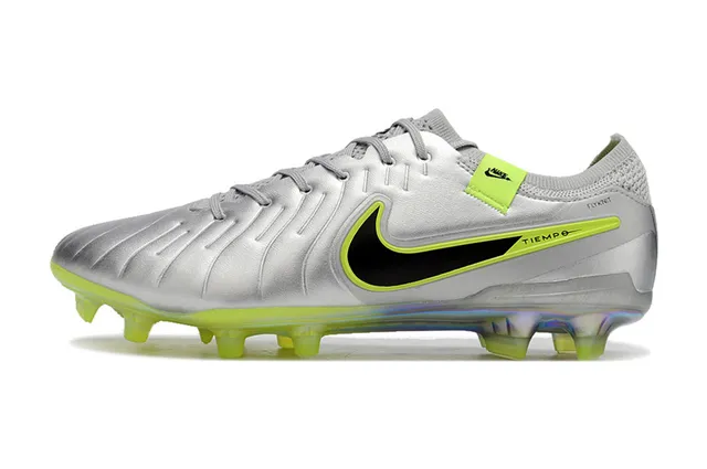 Nike Tiempo चांदी हरा धातु जैसा ऊपरी भाग नियोन लाइम असेन्टिंग फर्म ग्राउंड फुटबॉल जूते 7