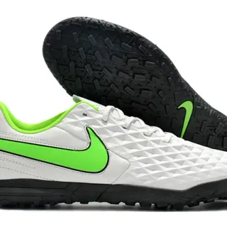 Nike Tiempo Turf branco e verde neón Turf sapatos de futebol