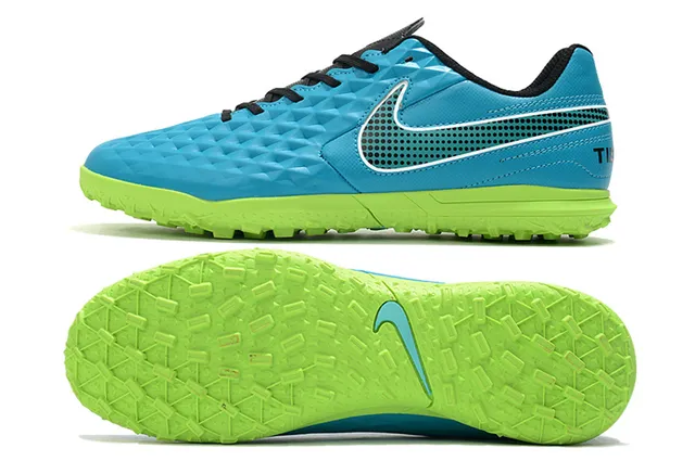 Nike Tiempo Turf blancos y verde neón Turf zapatos de fútbol 6