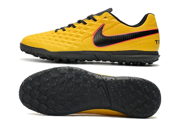 Nike Tiempo Turf blancos y verde neón Turf zapatos de fútbol 13