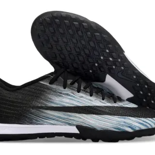 Nike Vapor Ultra Black Blue Knit Upper Wave Gradient Pattern Turf Soccer Shoes