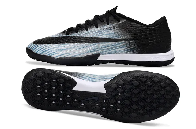 Nike Vapor Ultra 黑色蓝色针织上层波浪渐变图案草地足球鞋 6