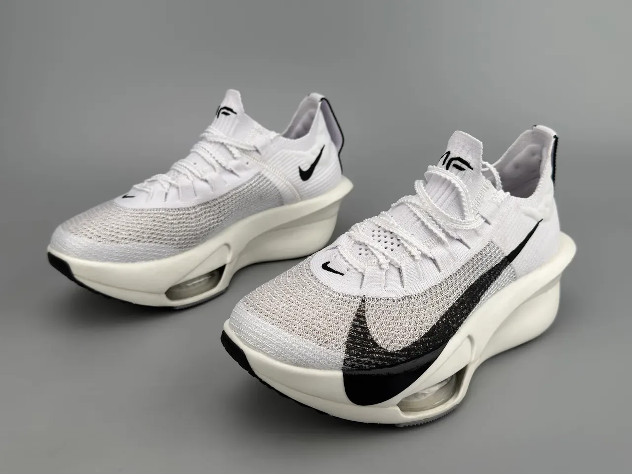 Nike Blancs Noirs Knit Upper Visible Air Unit Chaussures de Running 5