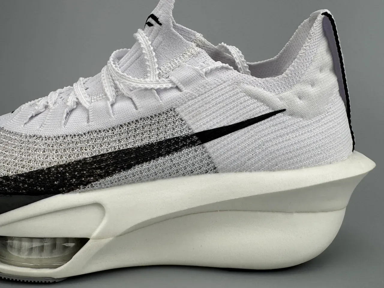 Nike Blancs Noirs Knit Upper Visible Air Unit Chaussures de Running 7