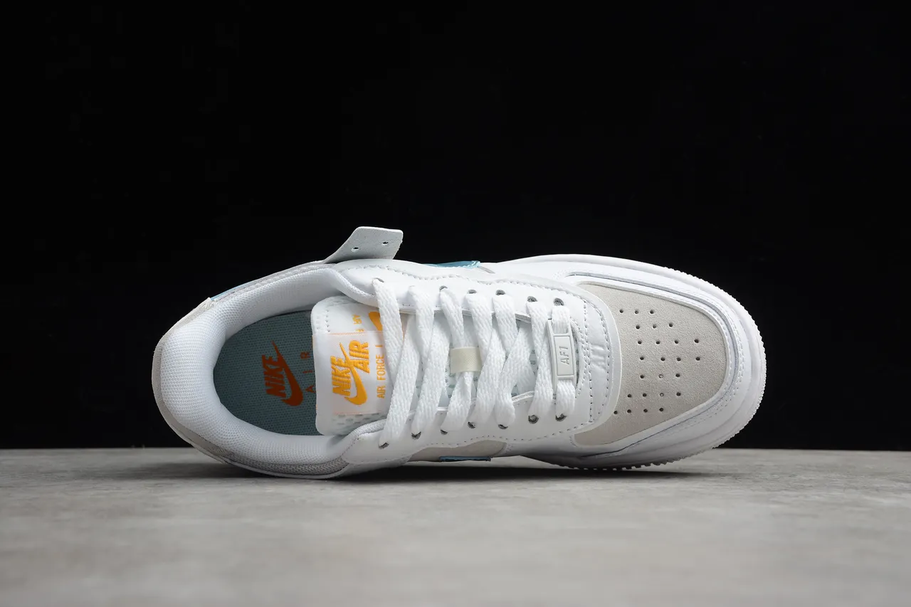 Nike White Blue Platform Sole Metallic Swoosh Lifestyle Sneakers 13