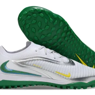 Nike 白绿色针织鞋面不对称系带草地足球鞋