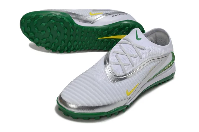 Nike White Green Knit Upper Asymmetrical Lacing Turf Soccer Shoes 4