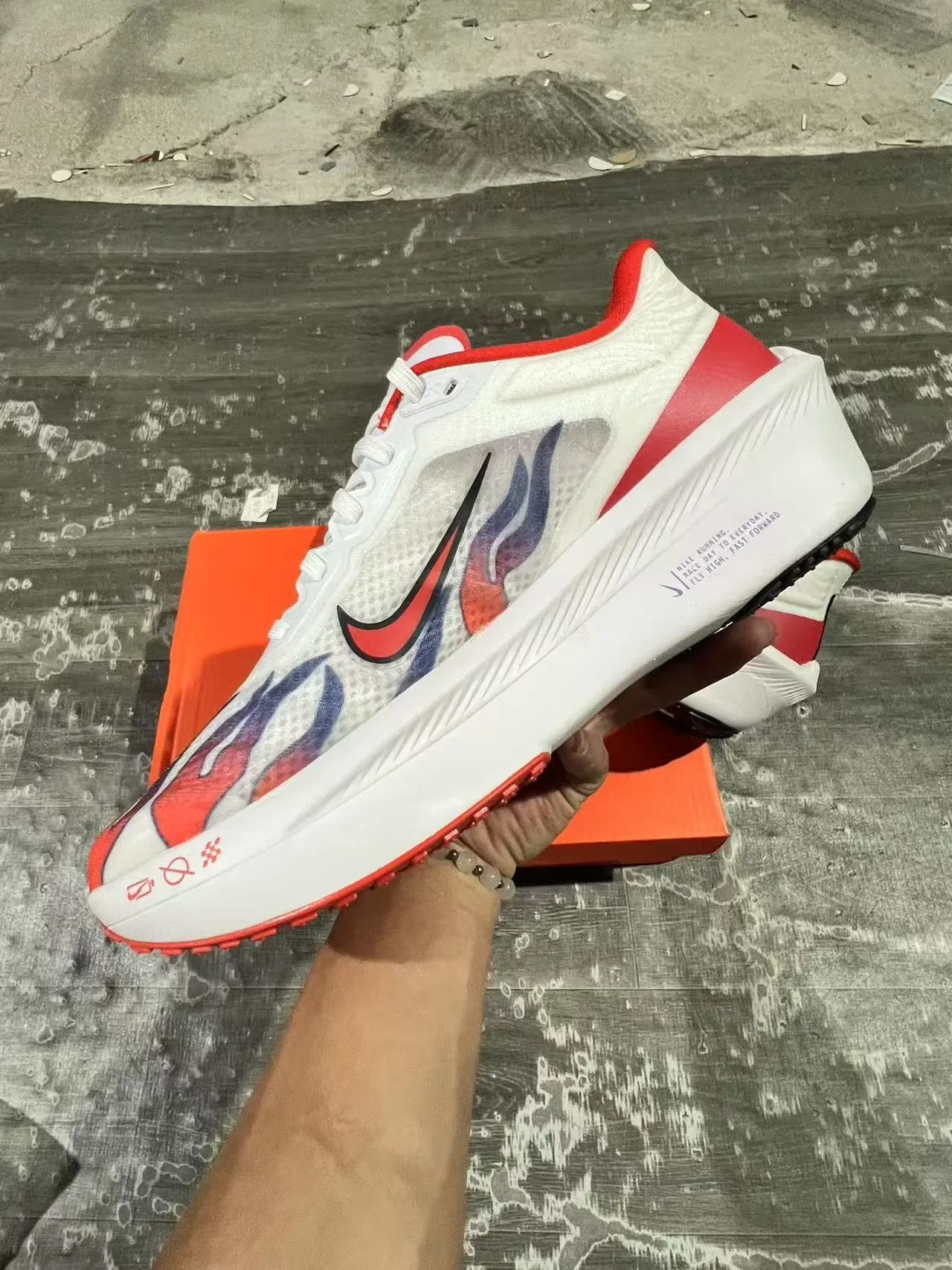 Nike White Multicolor Mesh Upper Flame Graphic Overlay Running Shoes 5