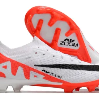 Nike Blanc et Orange Flyknit Upper Low-Cut Collar Chaussures de Football Firm-Ground
