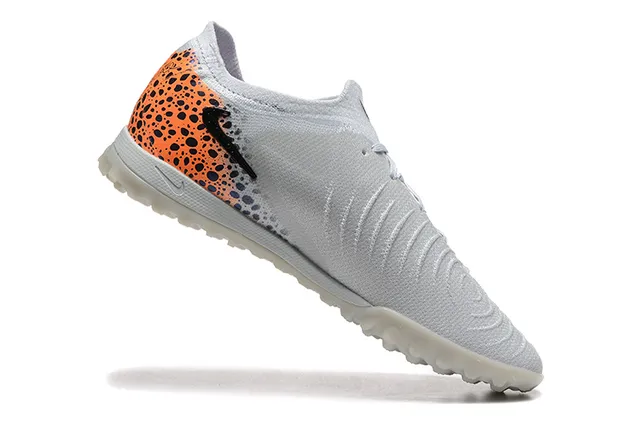 Nike zapatillas de fútbol turf blanco y naranja con upper de knit y panel de talón con motas 4