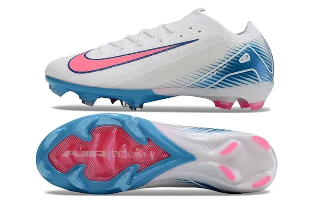 Nike Chaussures de football blanc et rose Low-Cut Knit Upper Dynamic Cage Overlay Firm-Ground 6