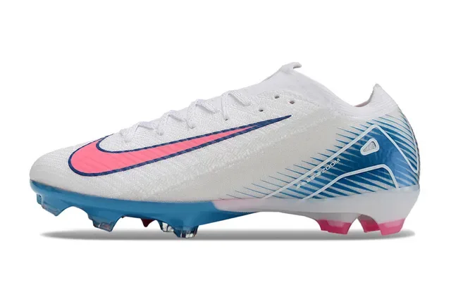 Nike Chaussures de football blanc et rose Low-Cut Knit Upper Dynamic Cage Overlay Firm-Ground 7