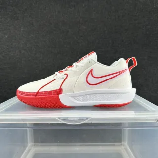 Nike सफेद लाल लो-टॉप टेक्स्चर्ड बुनावट ऊपरी बास्केटबॉल जूते
