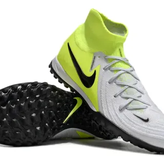 Nike 白色黄色高帮针织鞋面袜合脚踝足球草地鞋