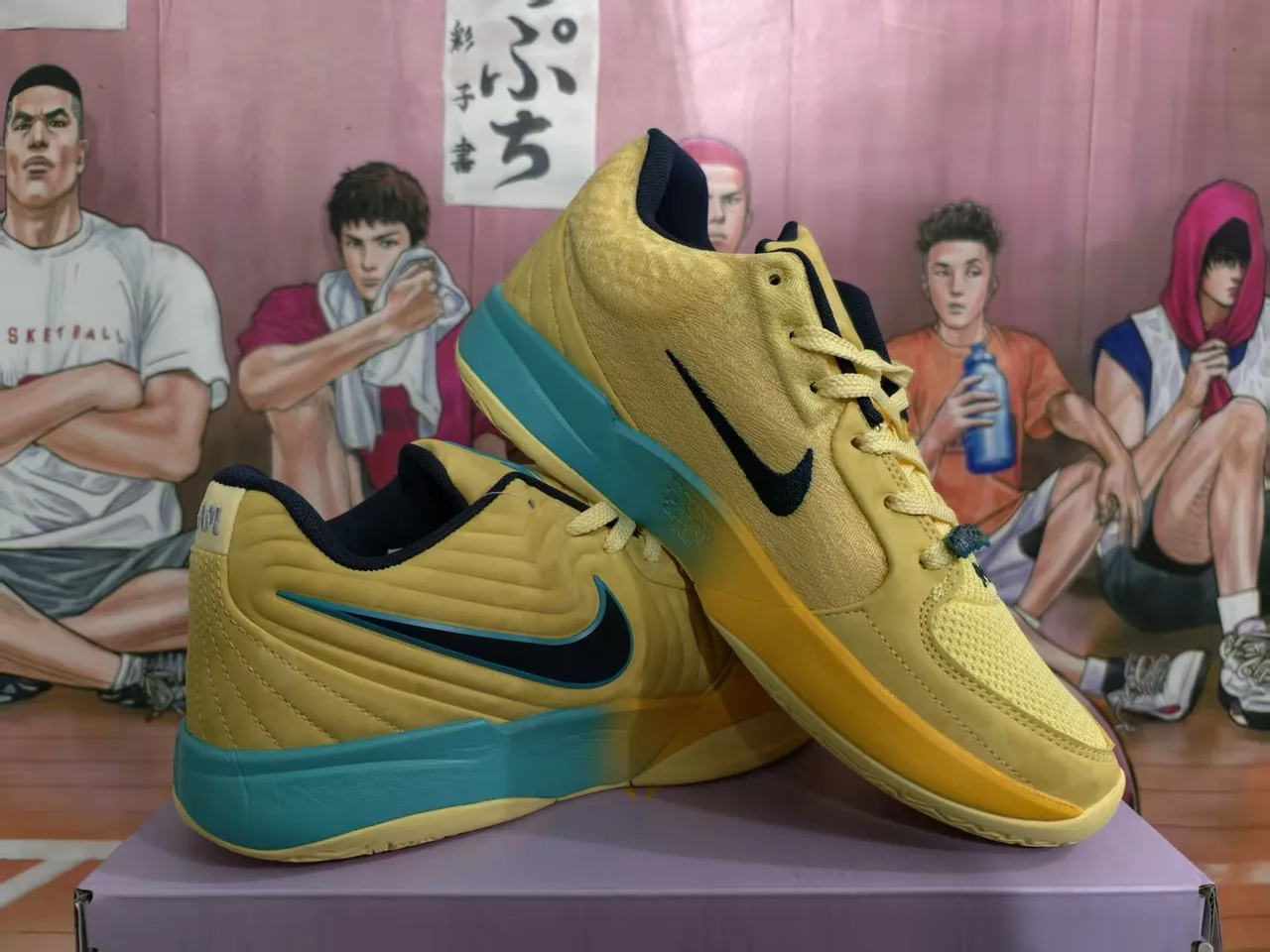 Nike Yellow Blue Quilted Toe Panel Mesh Heel Counter Basketball Shoes 2