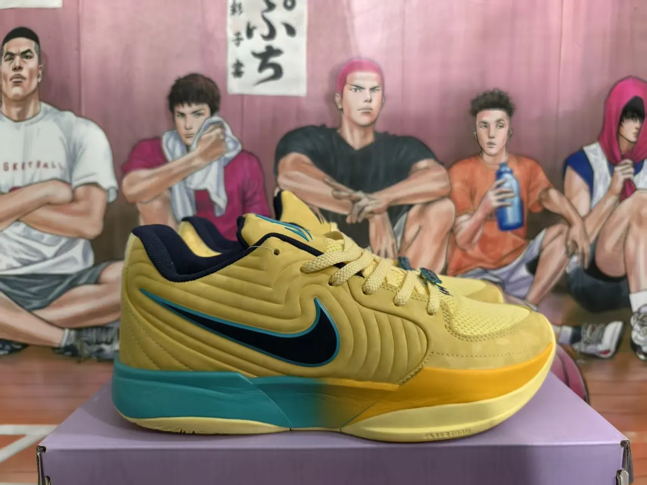 Nike Yellow Blue Quilted Toe Panel Mesh Heel Counter Basketball Shoes 4