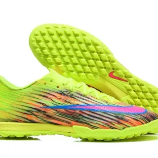 Nike Amarelo Multicolor Neón Flyknit Superior Listras Gráficas Sapatos de Futebol Turf
