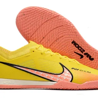Nike Yellow Orange Low-Cut Mesh Upper Indoor Soccer Shoes