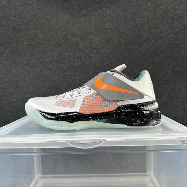Nike Zoom KD IV zapatos de baloncesto blancos naranjas negros speckle 2