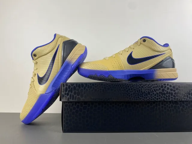 Nike Zoom Kobe IV बेज और रॉयल ब्लू बास्केटबॉल जूते 16