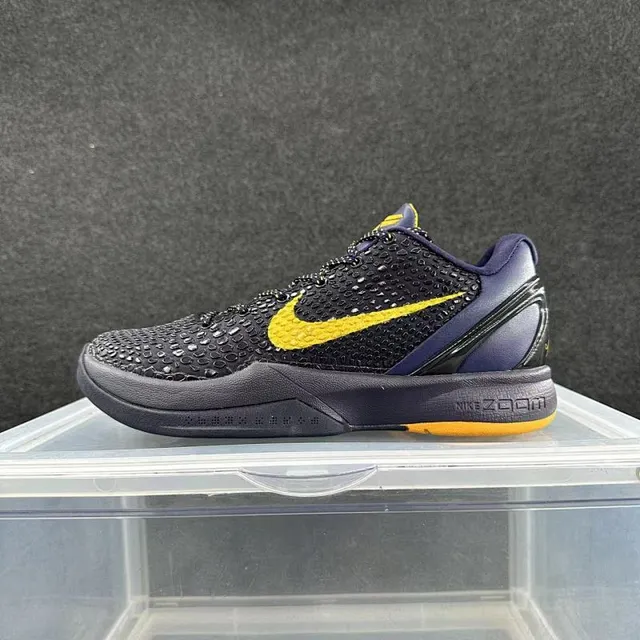 Nike Zoom Kobe VI Chaussures de basket-ball noires marines jaunes 2