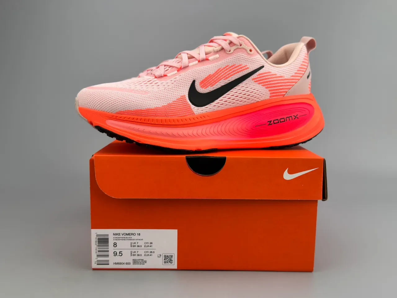 Nike ZoomX Invincible Run Pink Orange Engineered Knit Upper Sculpted Midsole Running Shoes 8
